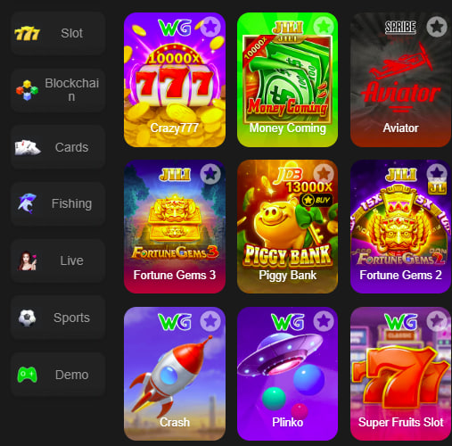 Main screen of lucky55 game page for PK players - 4